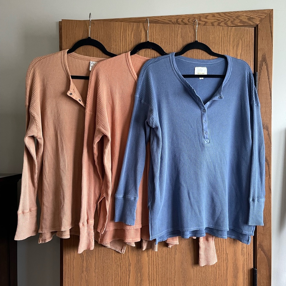 Bundle of 3: Aerie Offline Waffle Henley Tee - Picture 3 of 6